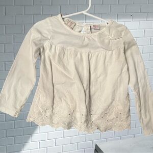 ZARAbaby. 2/3 Eyelet Long Sleeve Shirt with Tulle Bow